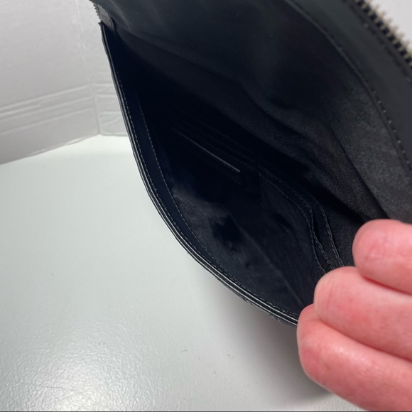 Rebecca Minkoff Navy Stripe Suede and Leather Envelope Clutch - Picture 5 of 11